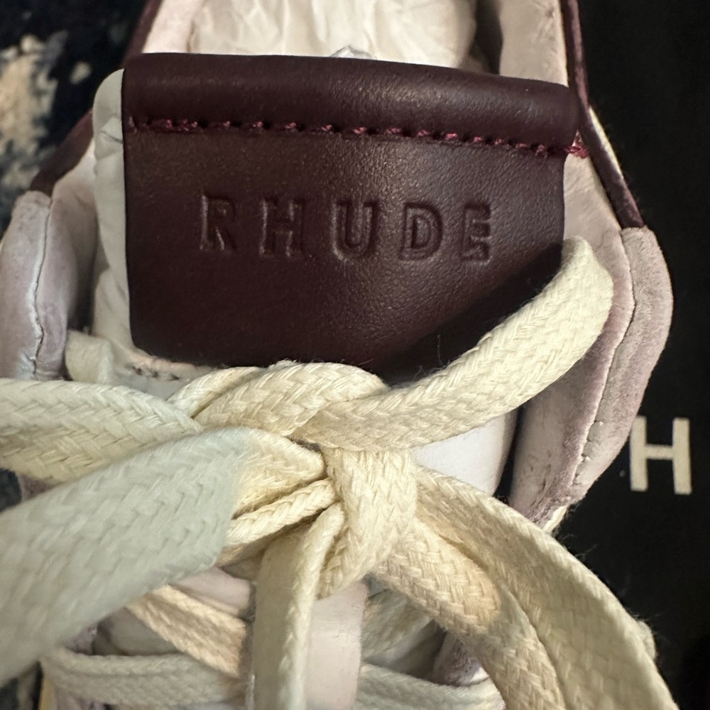 RHUDE WHITE/MAROON RHECESS LOW SNEAKERS SIZE 8 - Picture 6 of 9